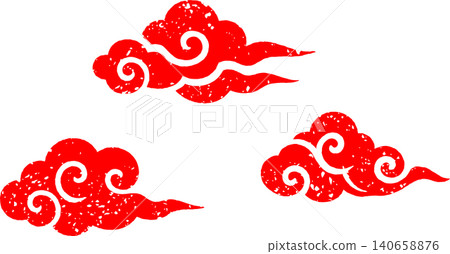 Stamp-style auspicious cloud pattern / Japanese-style clouds Stamp-style auspicious cloud pattern / Japanese-style clouds 140658876