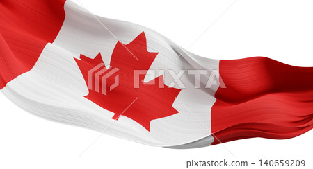 Canadian flag pleated chiffon fabric flowing isolated on white background 3D render Canadian flag pleated chiffon fabric flowing isolated on white background 3D render 140659209
