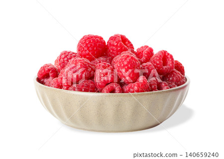 Bowl filled with fresh raspberries ready to eat, PNG 140659240