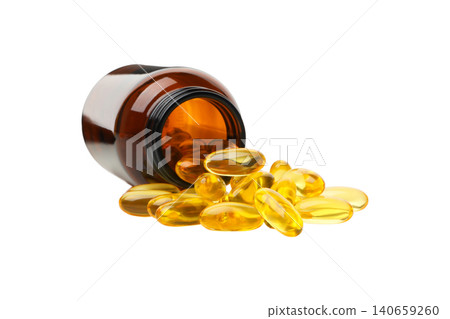 Capsules pour from a brown bottle, showcasing essential nutrition for daily well-being, PNG Capsules pour from a brown bottle, showcasing essential nutrition for daily well-being, PNG 140659260