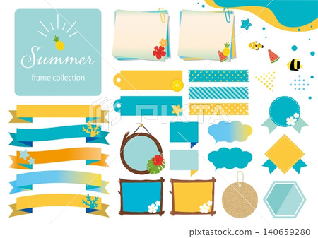 Turquoise summer label and ribbon set Turquoise summer label and ribbon set 140659280