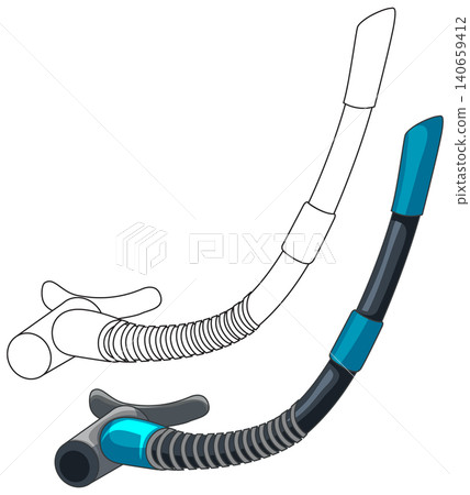 Vector Illustration of a Diving Snorkel in Color and Outline Vector Illustration of a Diving Snorkel in Color and Outline 140659412