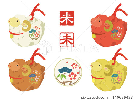 Cute sheep clay bell illustration (set of 4 colors) Cute sheep clay bell illustration (set of 4 colors) 140659458