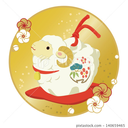 Cute illustration of a sheep clay bell (with background) Cute illustration of a sheep clay bell (with background) 140659465