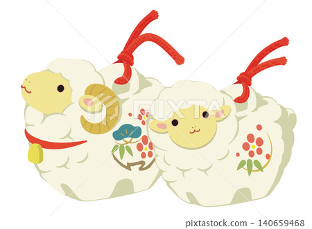 可愛的綿羊黏土鈴鐺插圖(親子套裝) 可愛的綿羊黏土鈴鐺插圖(親子套裝) 140659468