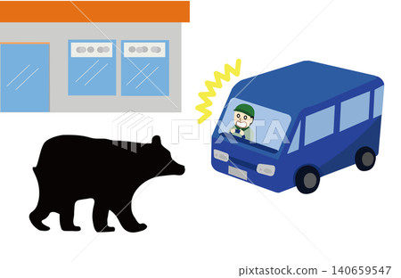 司機在商店停車場偶遇熊;商業場所發現熊的示意圖 司機在商店停車場偶遇熊;商業場所發現熊的示意圖 140659547