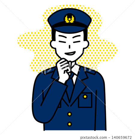 一名男警官正在密謀邪惡之事。 140659672