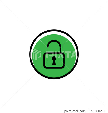Green circular background black padlock icon 140660263