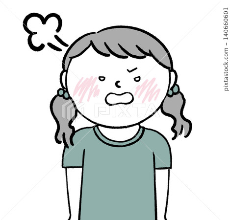 Illustration of a girl who is fuming. Illustration of a girl who is fuming. 140660601
