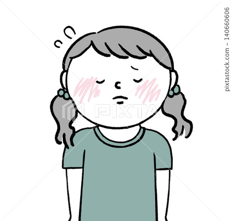 一幅女孩帶著歉意表情的插圖 140660606