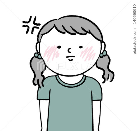 一幅女孩看起來很生氣的插圖。 一幅女孩看起來很生氣的插圖。 140660610