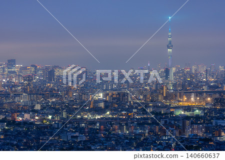 東京晴空塔和東京夜景全景 東京晴空塔和東京夜景全景 140660637