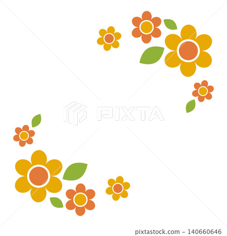 Showa retro orange floral frame 140660646