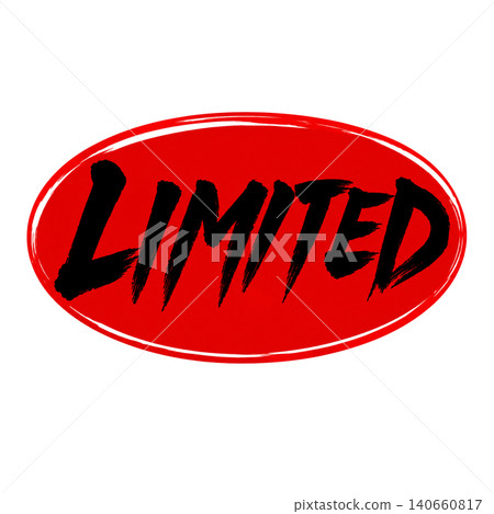 LIMITED / Red oval, black lettering, brushstrokes, handwritten, limited edition POP material LIMITED / Red oval, black lettering, brushstrokes, handwritten, limited edition POP material 140660817