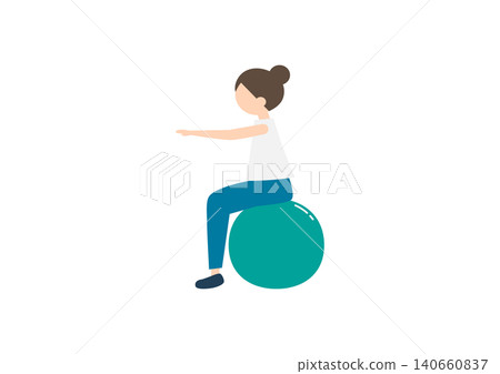 A woman riding a balance ball A woman riding a balance ball 140660837