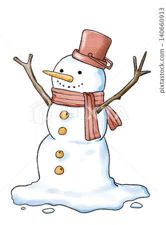 A snowman wrapped with a muffler 140660913