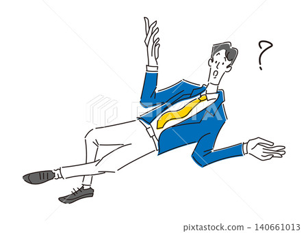 一幅風格簡潔的手繪插圖，描繪了一位神情憂慮的男性上班族。 140661013
