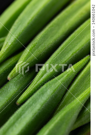 Close-up of green okra texture background Close-up of green okra texture background 140661042