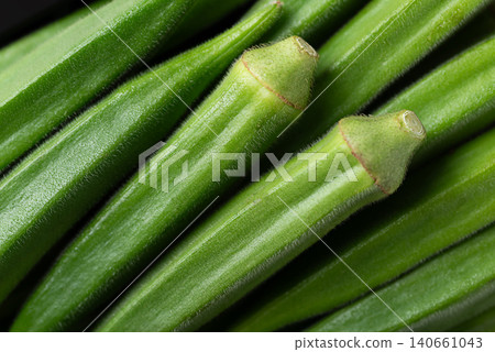 Close-up of green okra texture background Close-up of green okra texture background 140661043