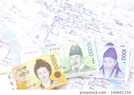 Prepare Korean won (KRW) banknotes and a map of Korea and start planning your trip to Korea. Prepare Korean won (KRW) banknotes and a map of Korea and start planning your trip to Korea. 140661150