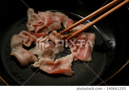 Pork being fried Pork being fried 140661205