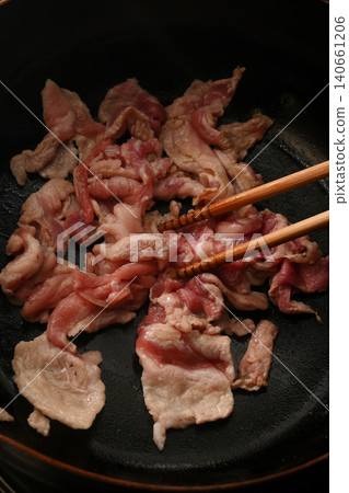 Pork being fried Pork being fried 140661206