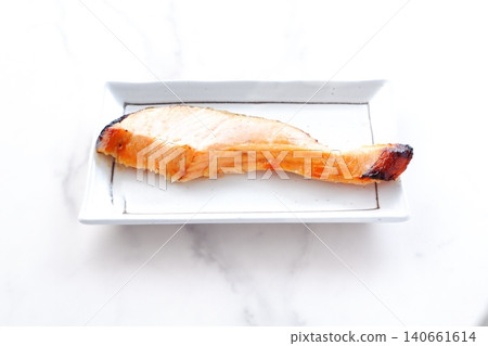 Grilled fish (salted salmon) - Salmon marinated in Saikyo miso and grilled, called "saikyo-yaki salmon" Grilled fish (salted salmon) - Salmon marinated in Saikyo miso and grilled, called "saikyo-yaki salmon" 140661614