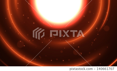 Futuristic Circle Glowing Light Effect with Sparks on Dark Background. Fire Technology Futuristic Neon Hi Tech Communication, Vector Illustration 140661707