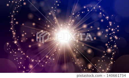 Abstract Futuristic Glowing Gold Lights with Sparks on Dark Background, Vector Illustration 140661734