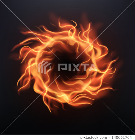 Abstract Fire Ring Light with Dark Background, Vector Illustration 140661764