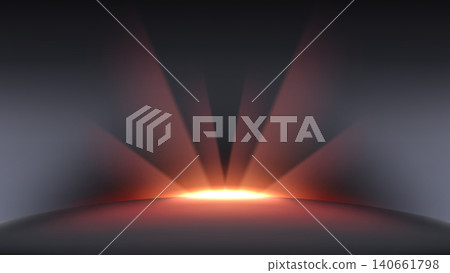 Fire Light Rising From Planet Horizon, Glowing Shine Background, Vector Illustration Fire Light Rising From Planet Horizon, Glowing Shine Background, Vector Illustration 140661798
