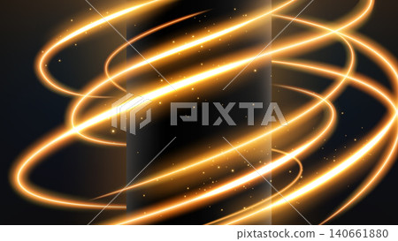 Abstract Gold Light Lines Effect Rotates and Surrounds The Tube, Vector Illustration Abstract Gold Light Lines Effect Rotates and Surrounds The Tube, Vector Illustration 140661880