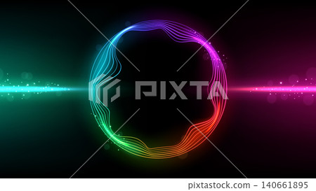 Abstract Colorful Wave on Dark Background with Lighting Effect, Beat Music Style, Vector Illustration Abstract Colorful Wave on Dark Background with Lighting Effect, Beat Music Style, Vector Illustration 140661895