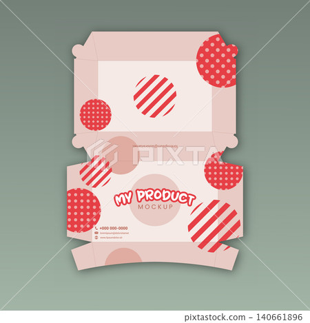 Simple Packaging Box Die Cut Cube Template, Pink Editable Blueprint Layout with Cutting Lines, Vector Illustration Simple Packaging Box Die Cut Cube Template, Pink Editable Blueprint Layout with Cutting Lines, Vector Illustration 140661896