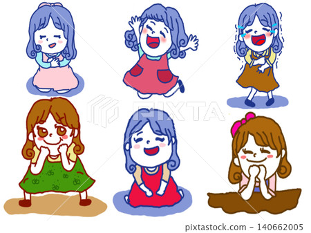 Girl, blue hair, brown hair Girl, blue hair, brown hair 140662005