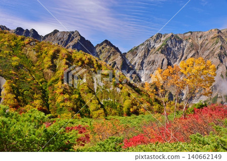 The peaks of Hakuba are at the height of their autumn foliage. The peaks of Hakuba are at the height of their autumn foliage. 140662149