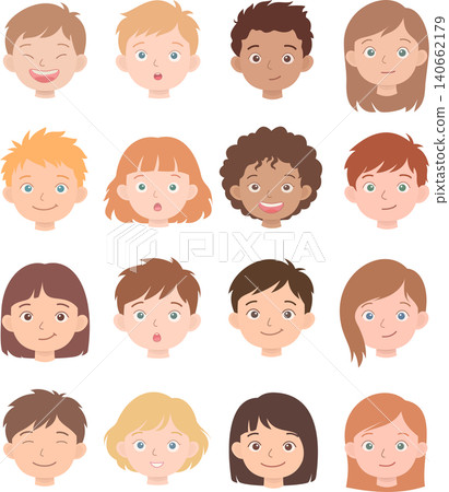 Diverse Kids Faces Collection Diverse Kids Faces Collection 140662179