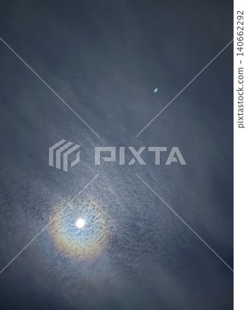 A fantastical night sky enveloped in a lunar halo. A fantastical night sky enveloped in a lunar halo. 140662292