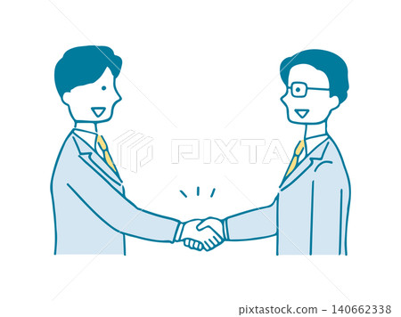 Illustration of two male businessmen shaking hands 140662338