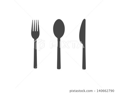 Cutlery silhouettes. Fork spoon knife black icon set. Black silverware sign. Vector utensil illustration restaurant symbols or label like concept cooking Cutlery silhouettes. Fork spoon knife black icon set. Black silverware sign. Vector utensil illustration restaurant symbols or label like concept cooking 140662790