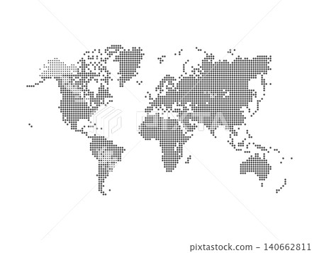Dotted World map on white background. World map template with continents, North and South America, Europe and Asia, Africa and Australia 140662811