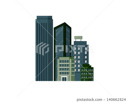 flat style - city landscape elements - buildings and trees - city constructor for background for header images for websites flat style - city landscape elements - buildings and trees - city constructor for background for header images for websites 140662824