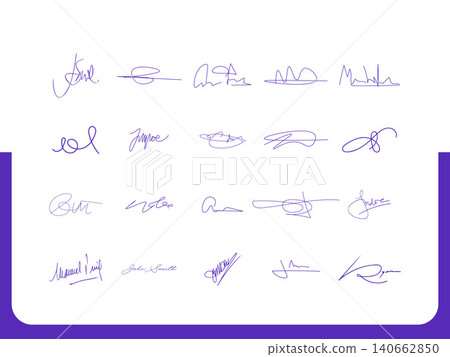 Handwritten collection of fake scribble signature in ink Handwritten collection of fake scribble signature in ink 140662850