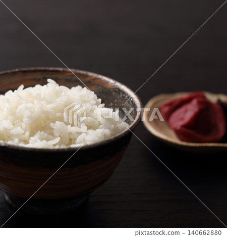 A staple of healthy Japanese cuisine: white rice and pickled plums A staple of healthy Japanese cuisine: white rice and pickled plums 140662880