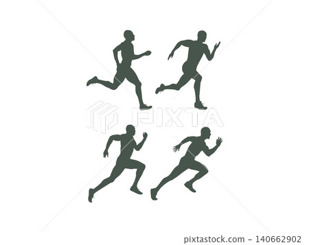 marathon running men silhouette. people running pose silhoutte marathon running men silhouette. people running pose silhoutte 140662902
