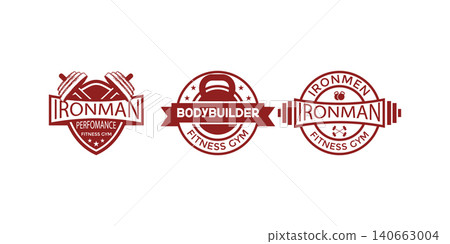 Vector Black and White Gym and Fitness Logo, Labels and Badges Vector Black and White Gym and Fitness Logo, Labels and Badges 140663004