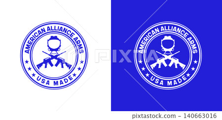 Vintage Firearm Logo for Shooting Club, Guns and Ammo vintage emblems, signs with crossed revolvers, guns, pistols 140663016