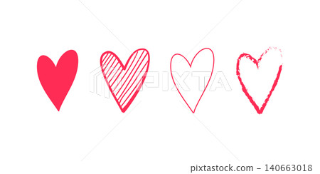 Vintage Hand drawn hearts. Hand drawn love symbol collection 140663018