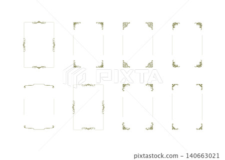 vintage rectangle ornaments and ornate border. Decorative wedding frames, antique museum picture borders or deco devider. Isolated icons vector set 140663021