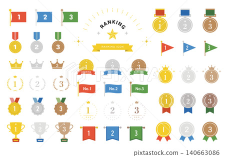 Ranking Icon Set Gold Silver Blonde Material Illustration Vector Medal Ranking Icon Set Gold Silver Blonde Material Illustration Vector Medal 140663086